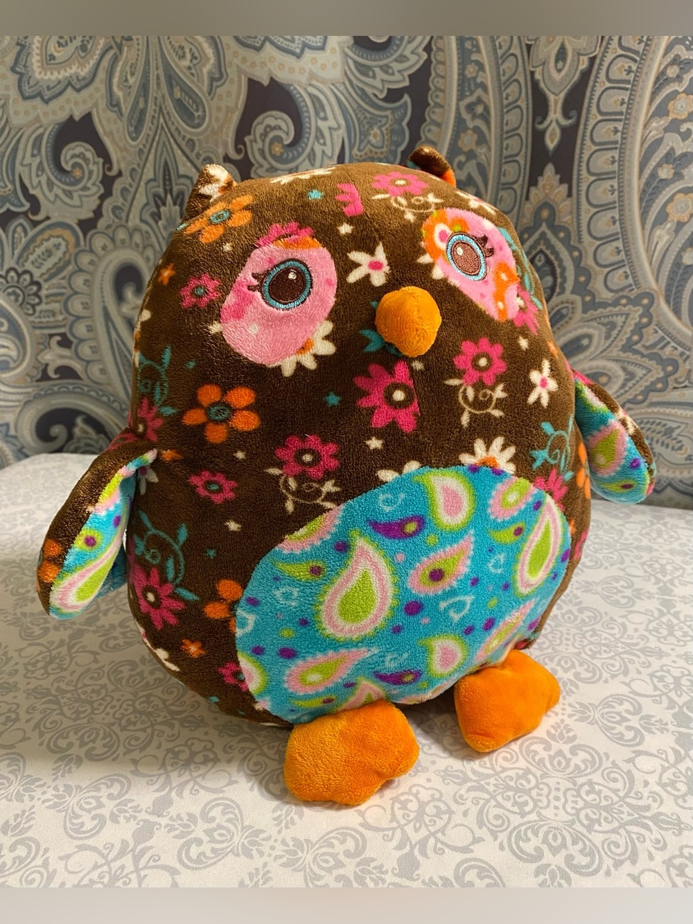Mary Meyer Paisley Floral Print, Plush Owl Stuffed Animal - Picture 3 of 16